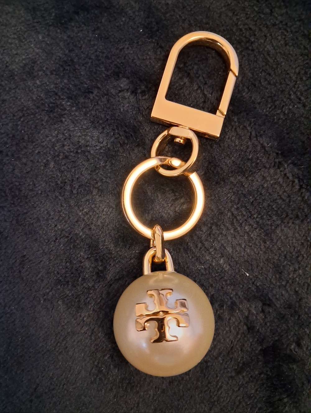 NEW Tory Burch Faux-Pearl Logo Key Fob